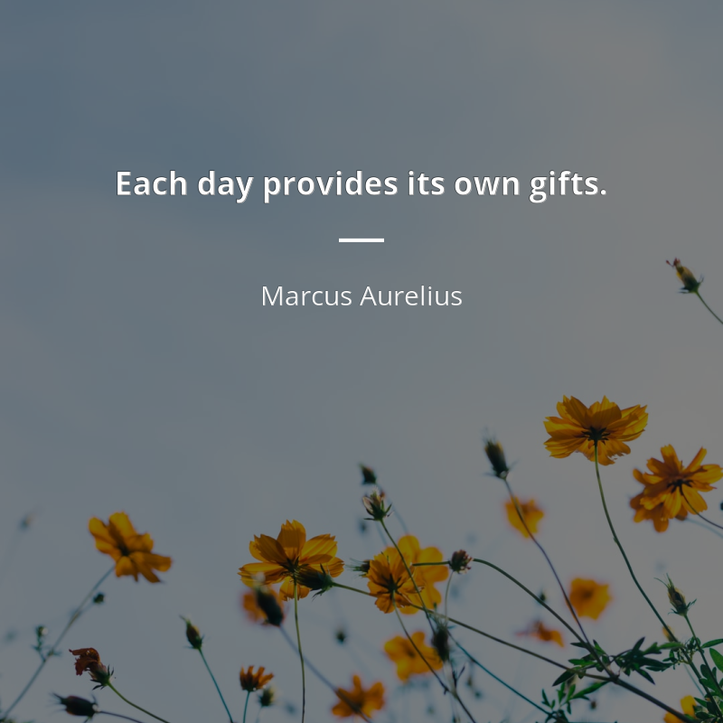 Marcus Aurelius цитата: “Each day provides its own gifts.”